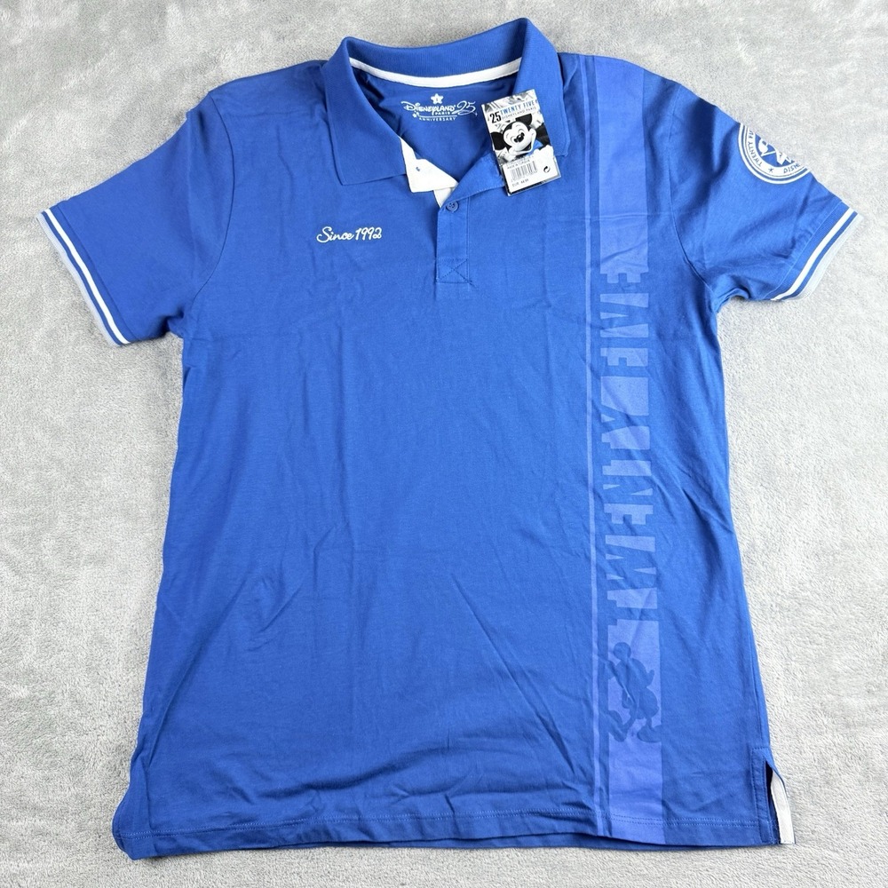 Disneyland Paris Polo Shirt Womens Large Blue 25th Anniversary Mickey Minnie NEW